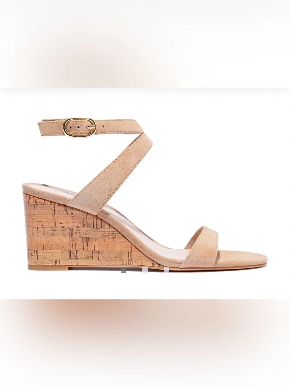 🆕 Stuart Weitzman Beige Sandalwood Avenue Wedge Sandals - 7.5